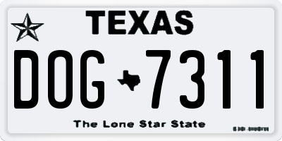 TX license plate DOG7311