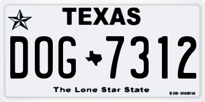 TX license plate DOG7312