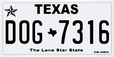 TX license plate DOG7316