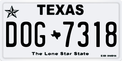 TX license plate DOG7318