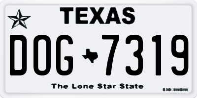 TX license plate DOG7319