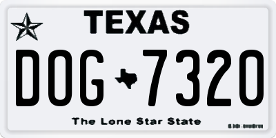 TX license plate DOG7320