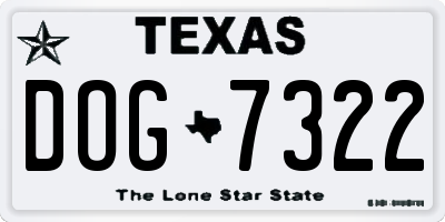 TX license plate DOG7322