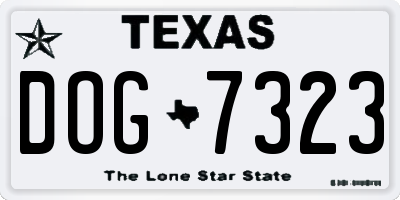 TX license plate DOG7323