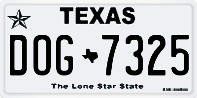 TX license plate DOG7325