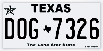 TX license plate DOG7326