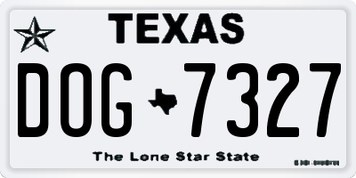 TX license plate DOG7327