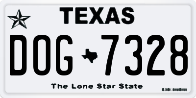 TX license plate DOG7328