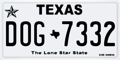 TX license plate DOG7332