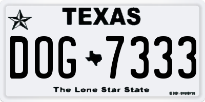 TX license plate DOG7333