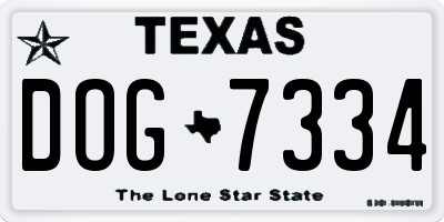 TX license plate DOG7334
