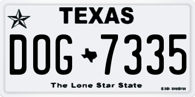 TX license plate DOG7335