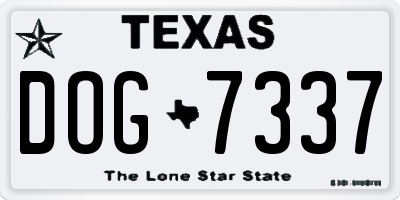 TX license plate DOG7337