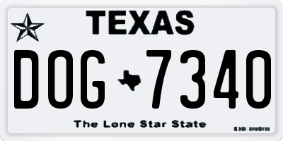 TX license plate DOG7340