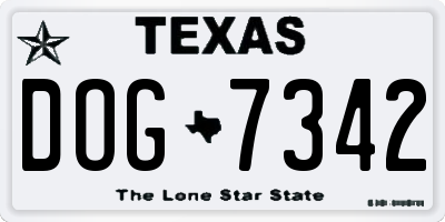 TX license plate DOG7342