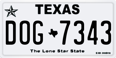 TX license plate DOG7343