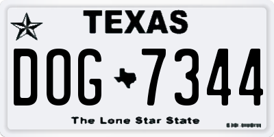 TX license plate DOG7344