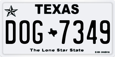 TX license plate DOG7349