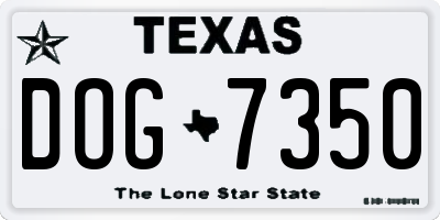TX license plate DOG7350