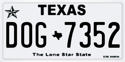 TX license plate DOG7352