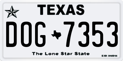 TX license plate DOG7353