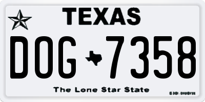 TX license plate DOG7358