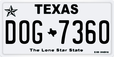 TX license plate DOG7360