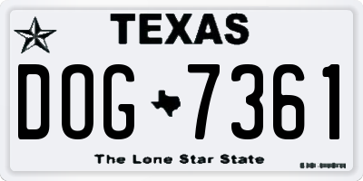 TX license plate DOG7361