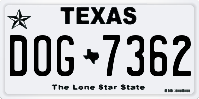 TX license plate DOG7362