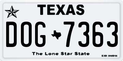 TX license plate DOG7363