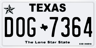 TX license plate DOG7364
