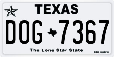 TX license plate DOG7367