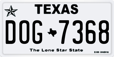 TX license plate DOG7368