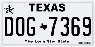 TX license plate DOG7369