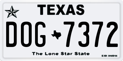TX license plate DOG7372