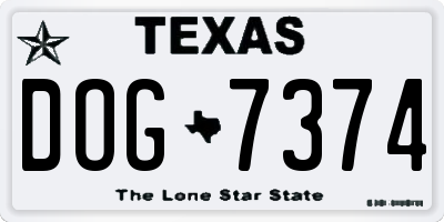 TX license plate DOG7374