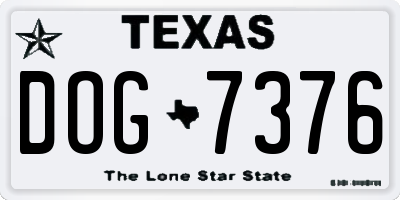 TX license plate DOG7376