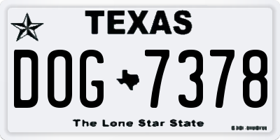 TX license plate DOG7378