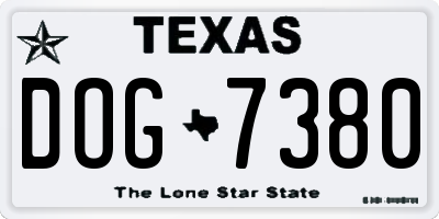 TX license plate DOG7380