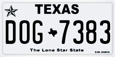 TX license plate DOG7383