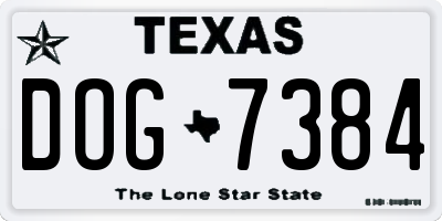 TX license plate DOG7384