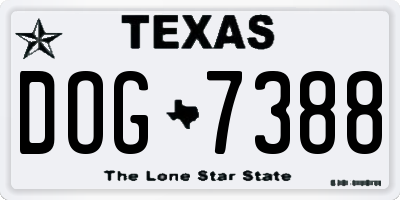 TX license plate DOG7388