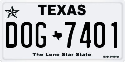 TX license plate DOG7401