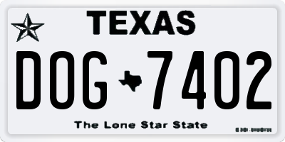 TX license plate DOG7402