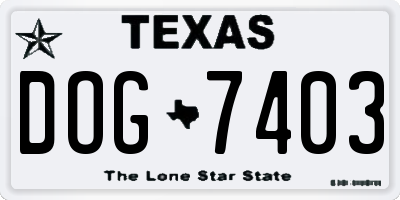 TX license plate DOG7403