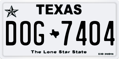 TX license plate DOG7404
