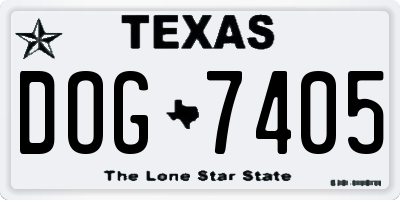 TX license plate DOG7405