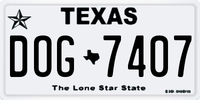 TX license plate DOG7407