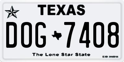 TX license plate DOG7408