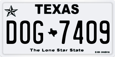 TX license plate DOG7409